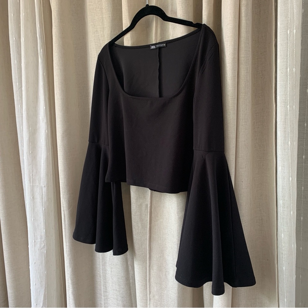 ZARA BLACK CROPPED BATWING TOP - Picture 5 of 6